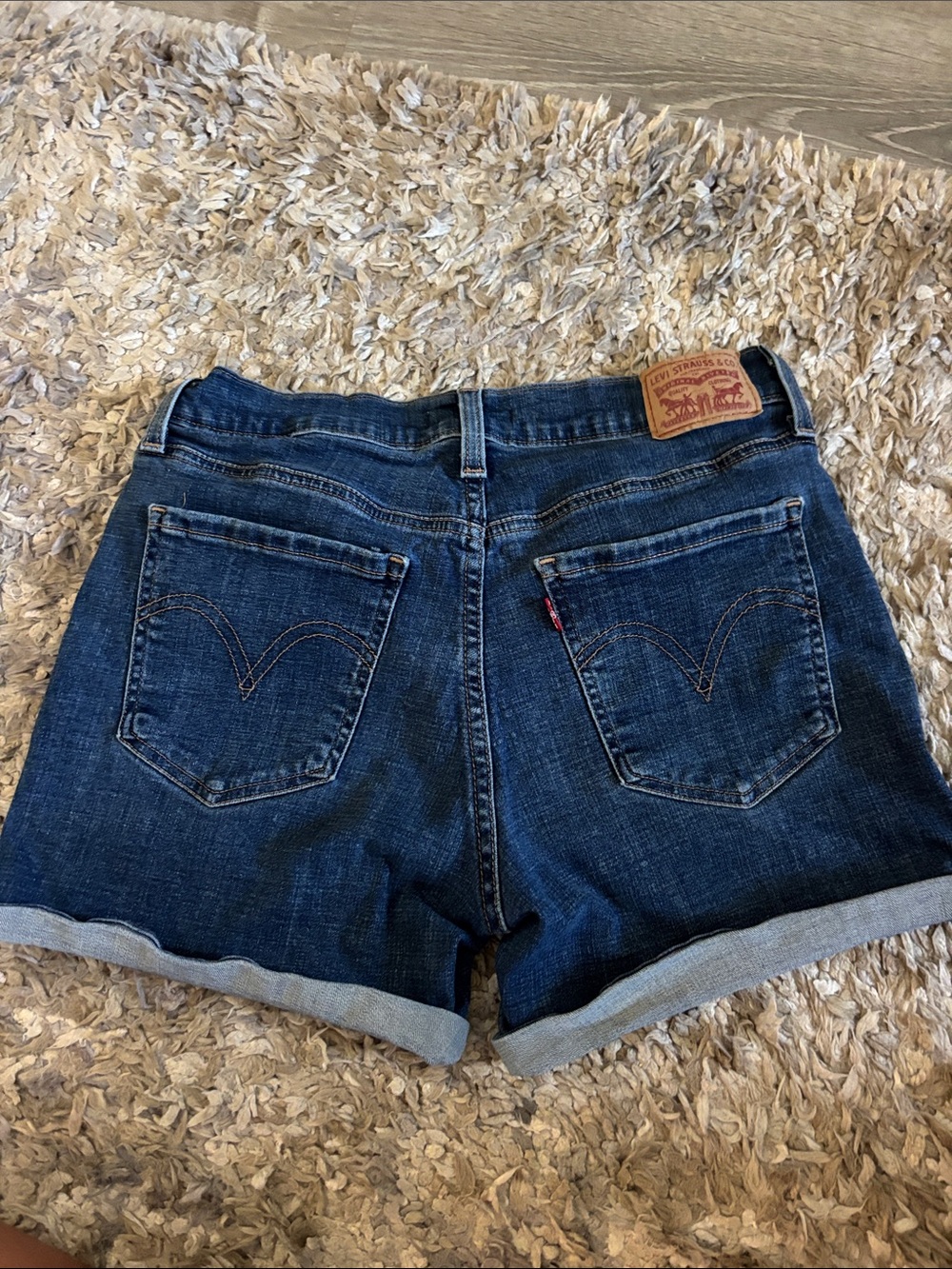 Levi's Women's Dark Blue Rolled Cuff Denim Shorts